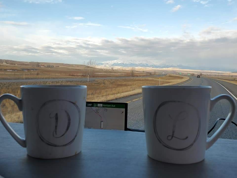 Coffee cups on the dashboard