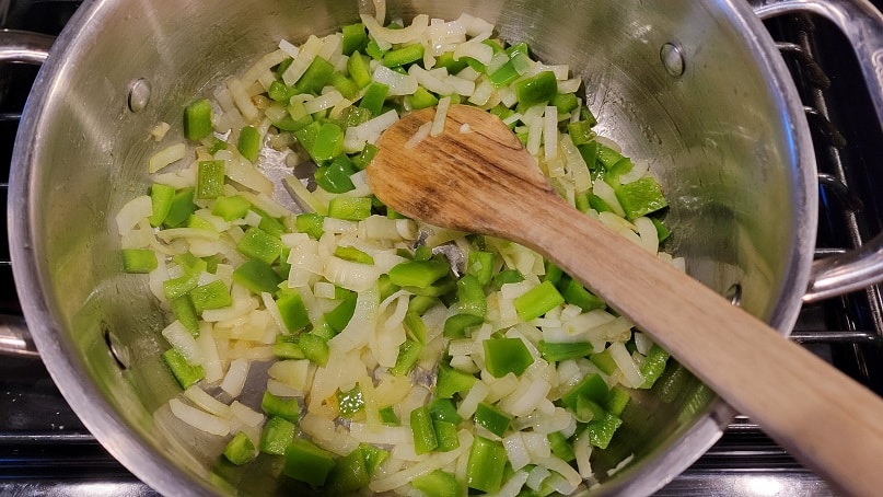 Frankfurter Tamale Casserole Sautéed Peppers and Onions 