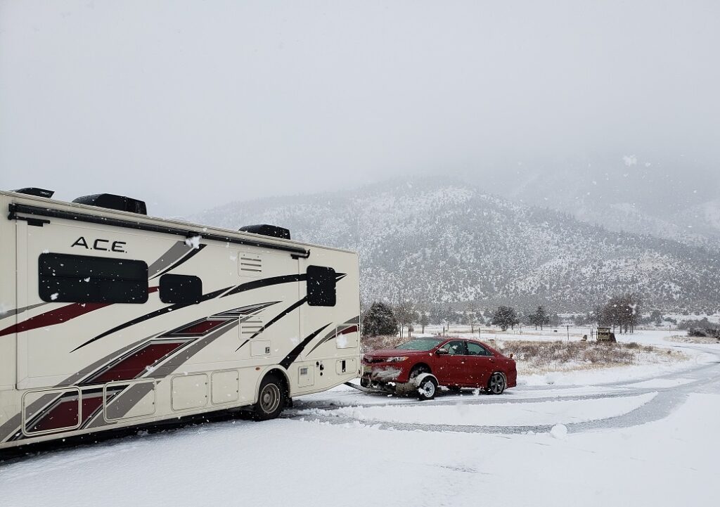 RV camping In the snow